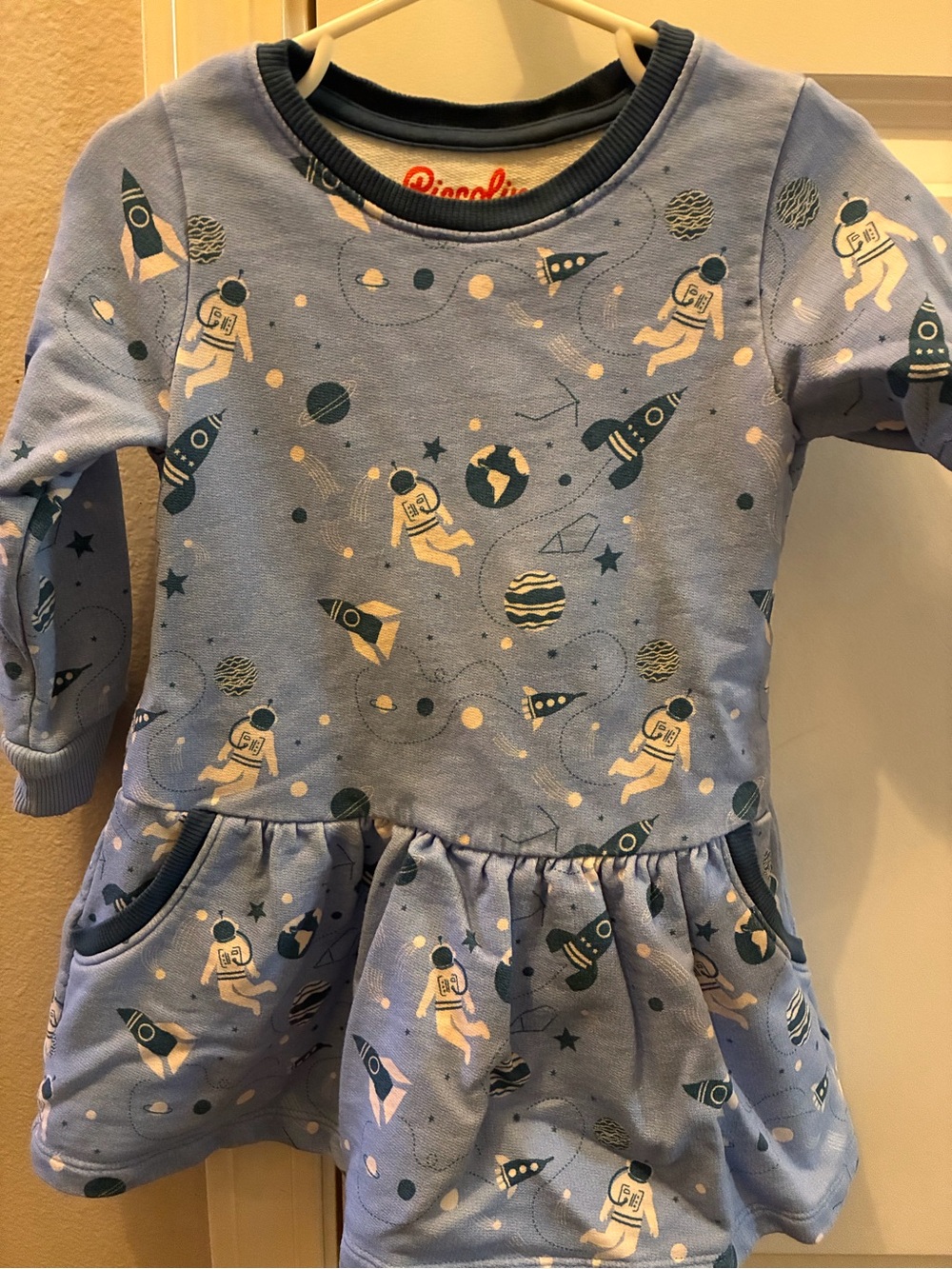 Piccolina Blue Space Rocket & Astronaut Dress - 2T